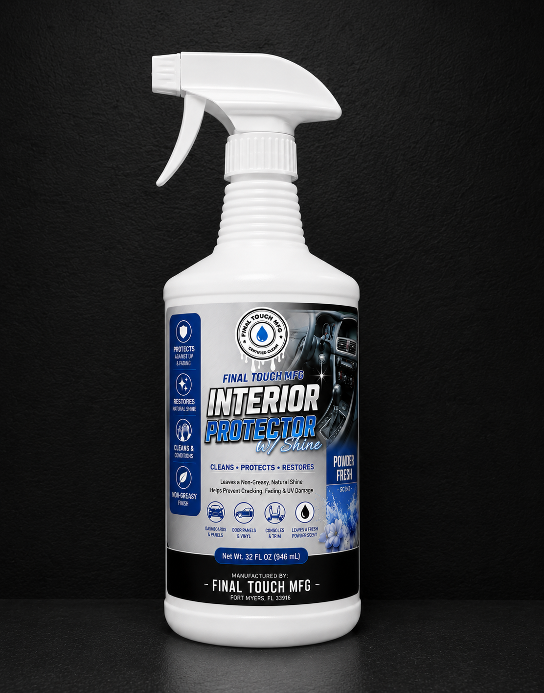 Final Touch MFG Interior Protector – Powder Fresh Interior Dressing & Protectant With Shine