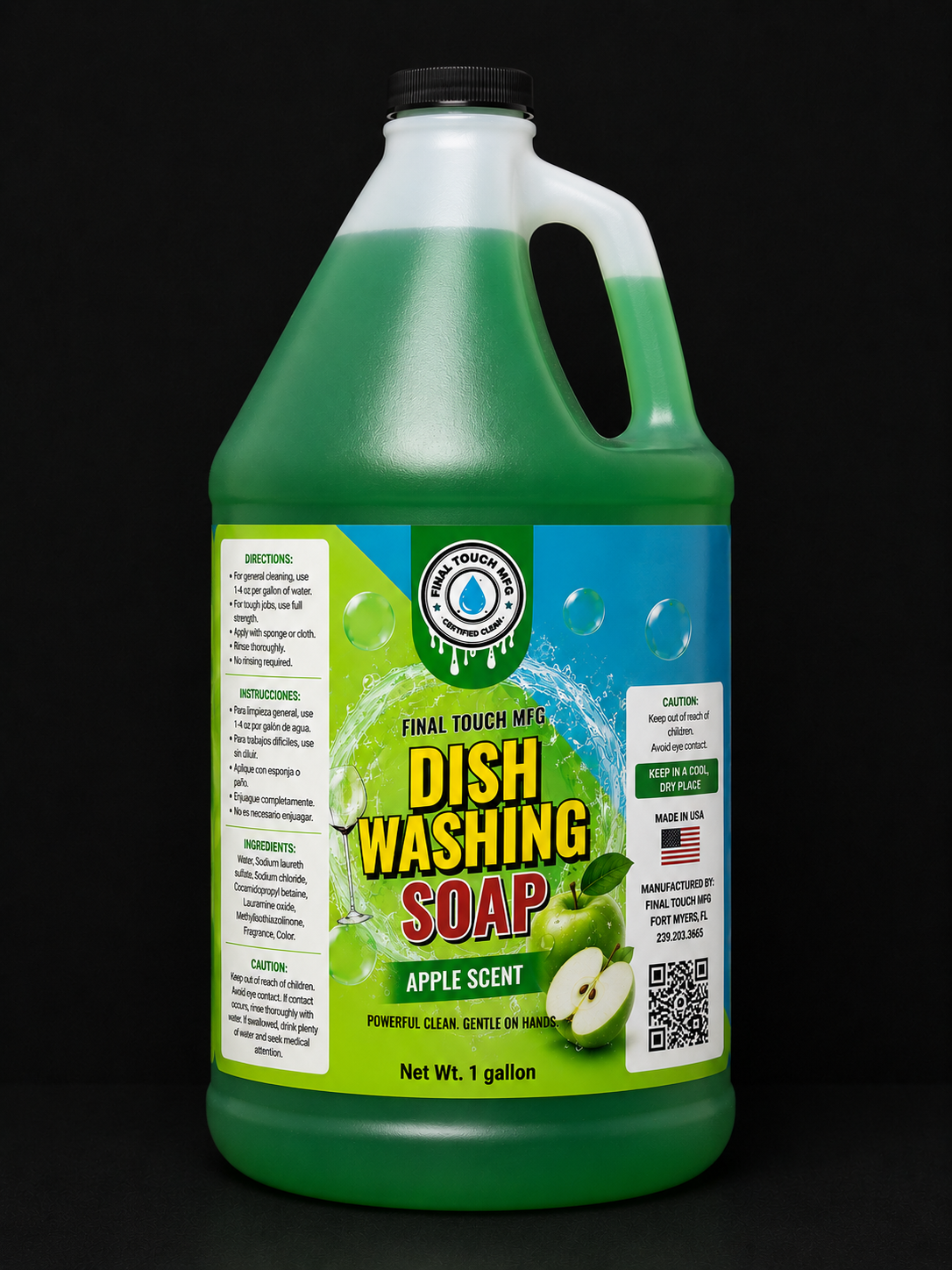 FINAL TOUCH MFG APPLE DISHWASHING SOAP – HIGH SUDS DISH LIQUID