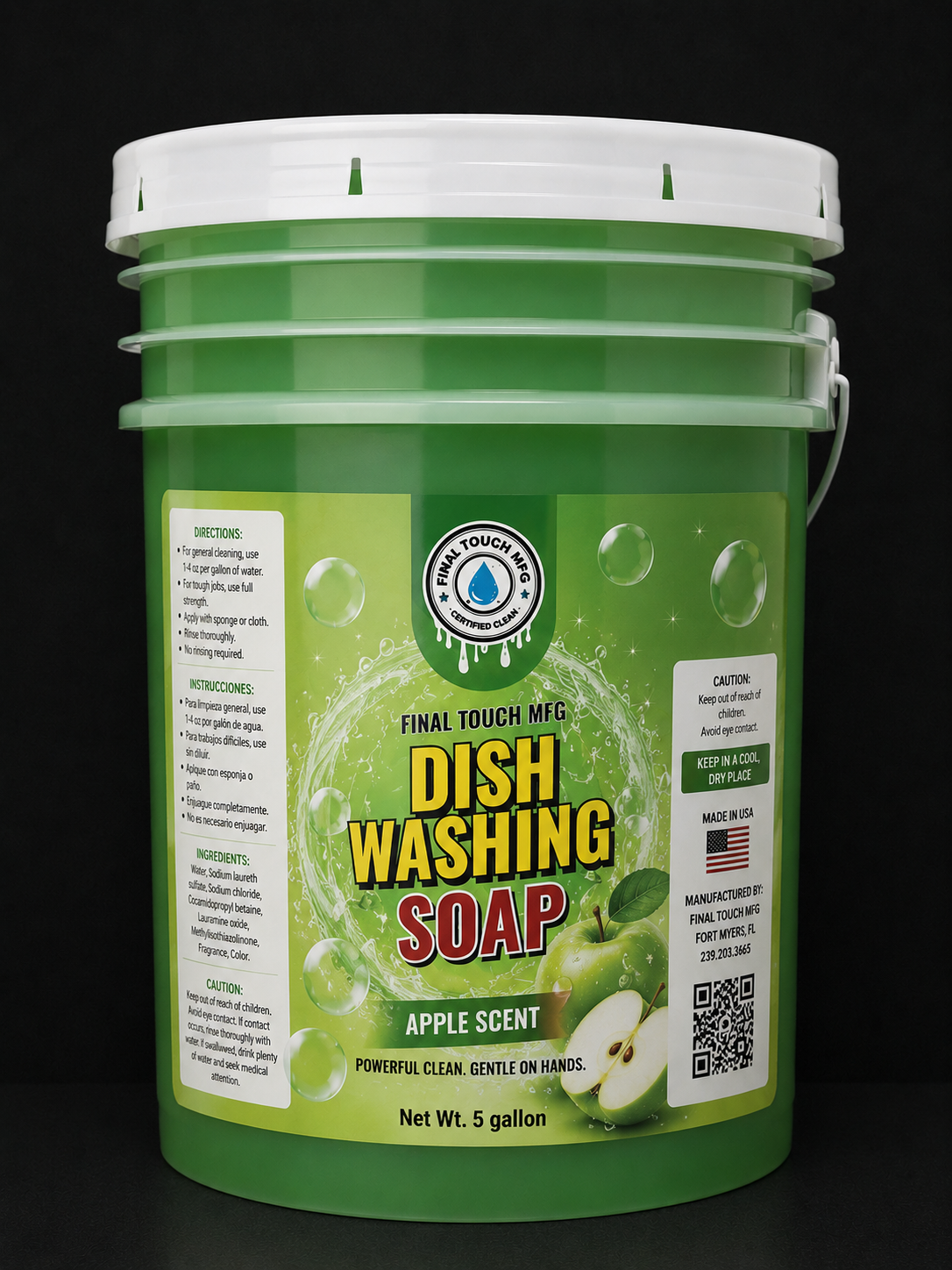FINAL TOUCH MFG APPLE DISHWASHING SOAP – HIGH SUDS DISH LIQUID