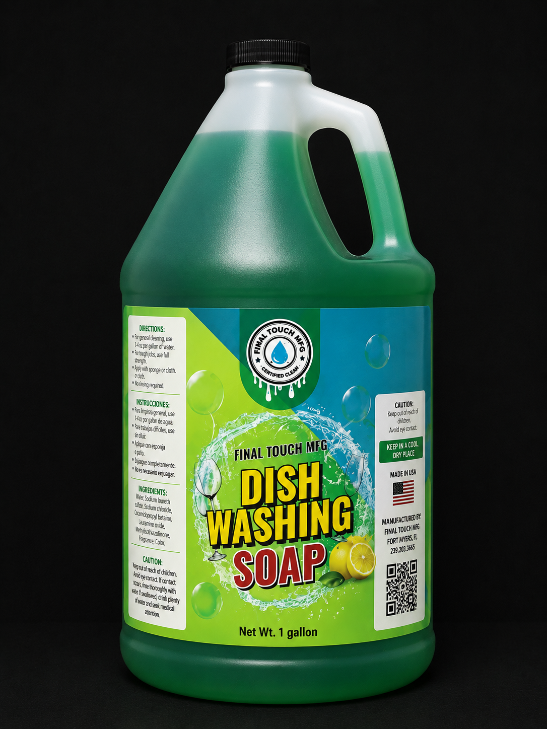 FINAL TOUCH MFG DISHWASHING SOAP – HIGH SUDS LEMON DISH LIQUID