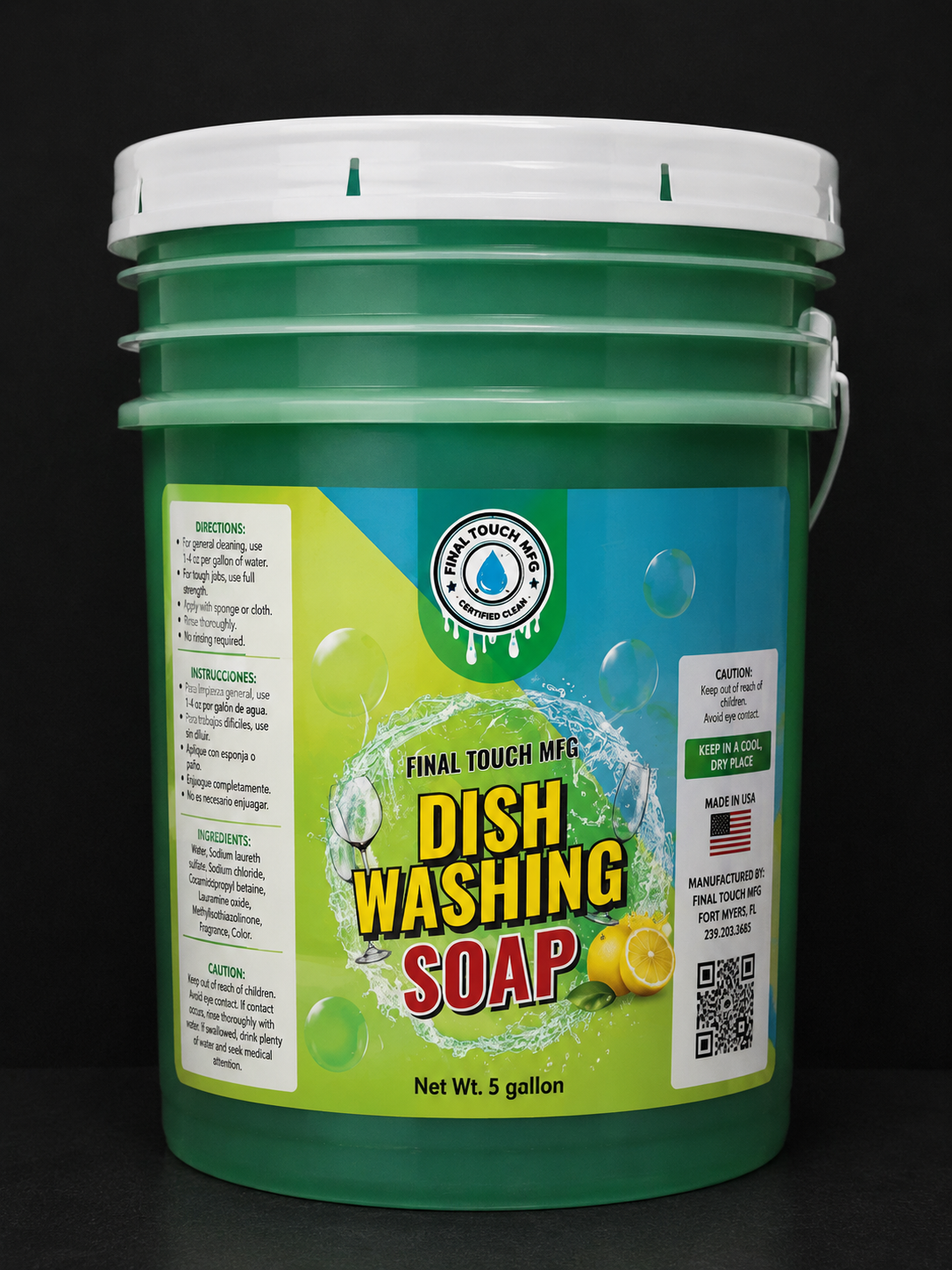 FINAL TOUCH MFG DISHWASHING SOAP – HIGH SUDS LEMON DISH LIQUID