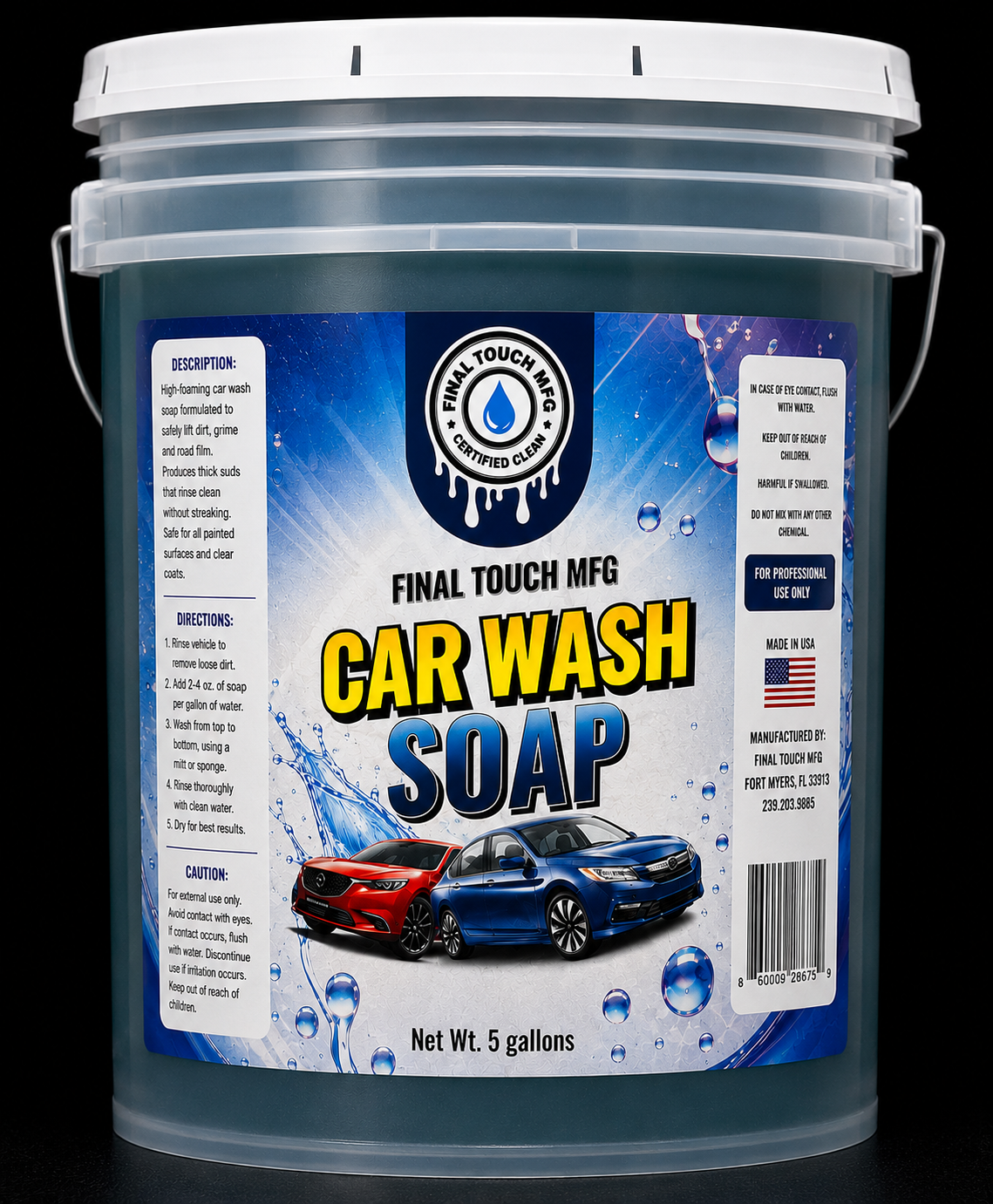 FINAL TOUCH MFG HIGH SUDS CAR WASH SOAP | NEUTRAL pH PROFESSIONAL FORMULA