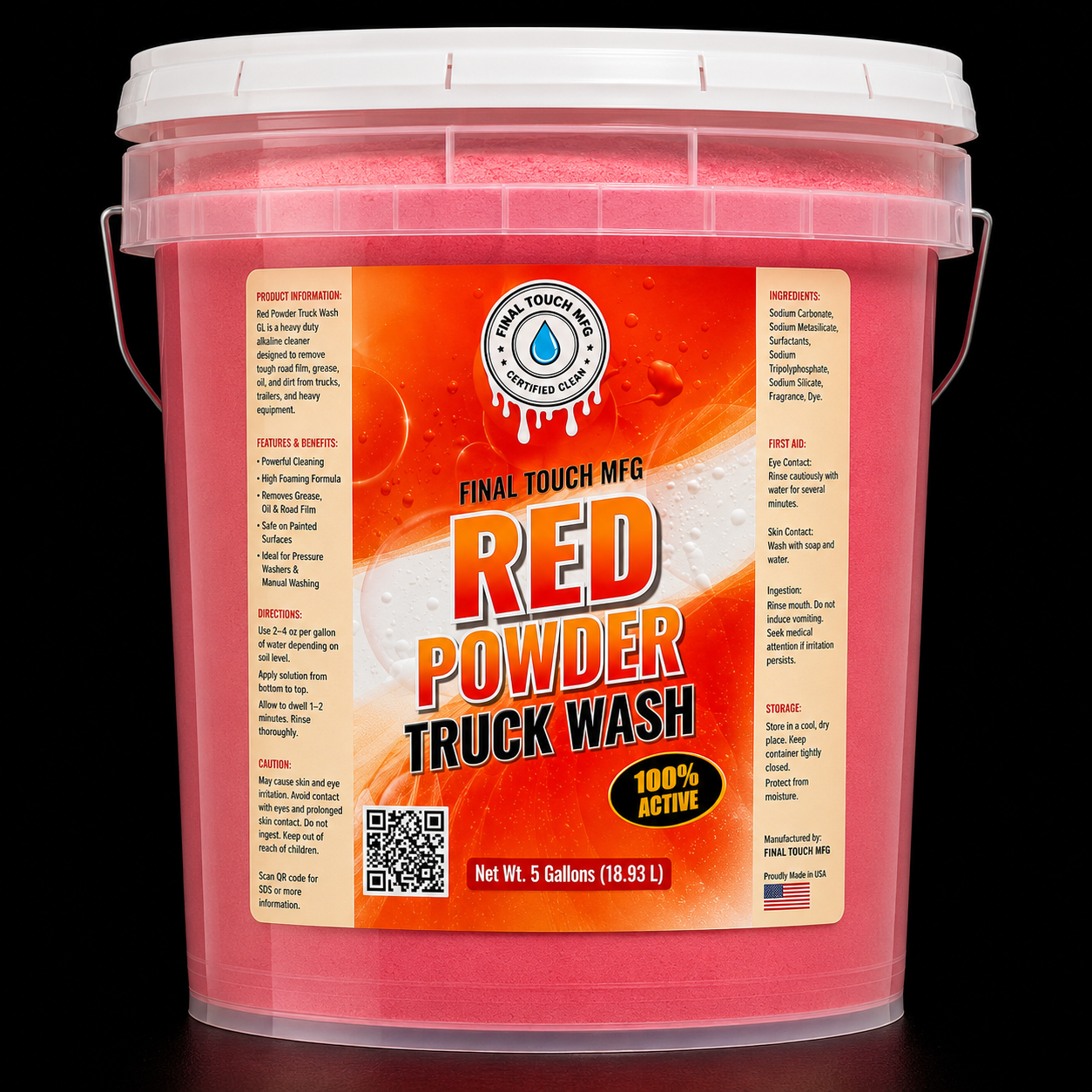 FINAL TOUCH MFG RED POWDER TRUCK WASH | HEAVY DUTY MUD & FLEET CLEANING POWDER