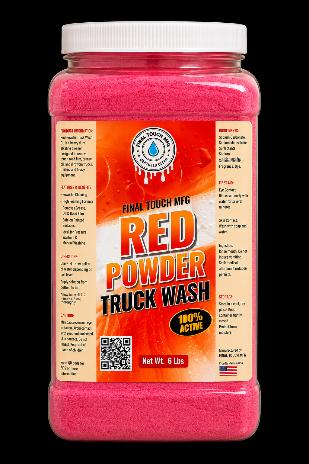 FINAL TOUCH MFG RED POWDER TRUCK WASH | HEAVY DUTY MUD & FLEET CLEANING POWDER